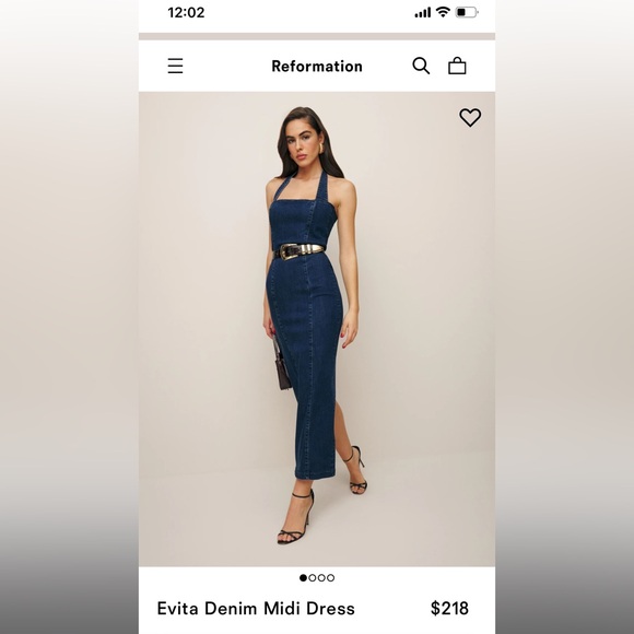 Reformation Evita Denim Midi Dress. Size 12